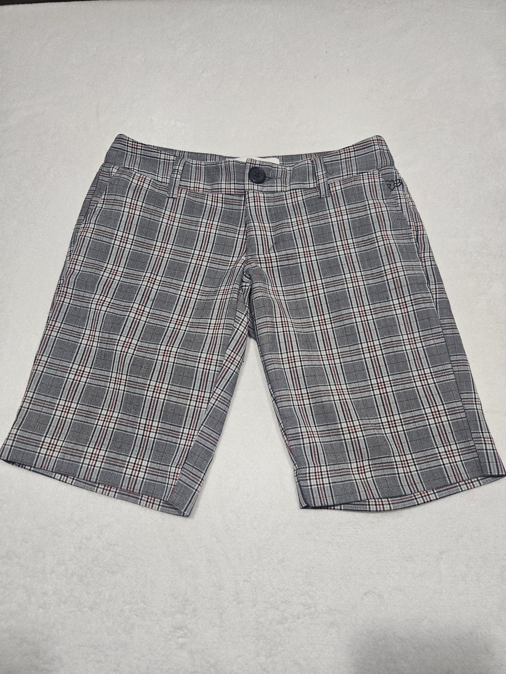 Fox Girls Plaid Bermuda Shorts Gray Red White